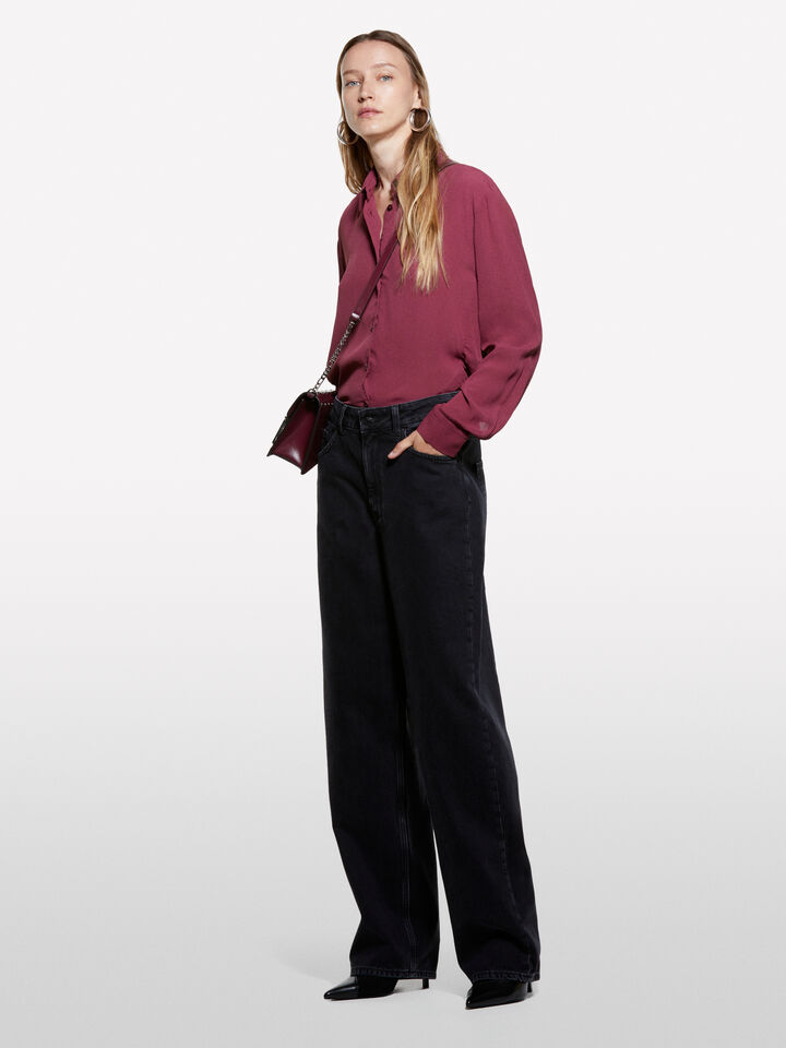 Burgundy oversized shirt - women's shirts - Burgundy | Sisley image number 1